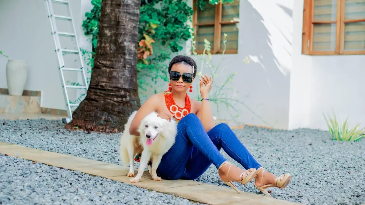 Dog with an owner at home